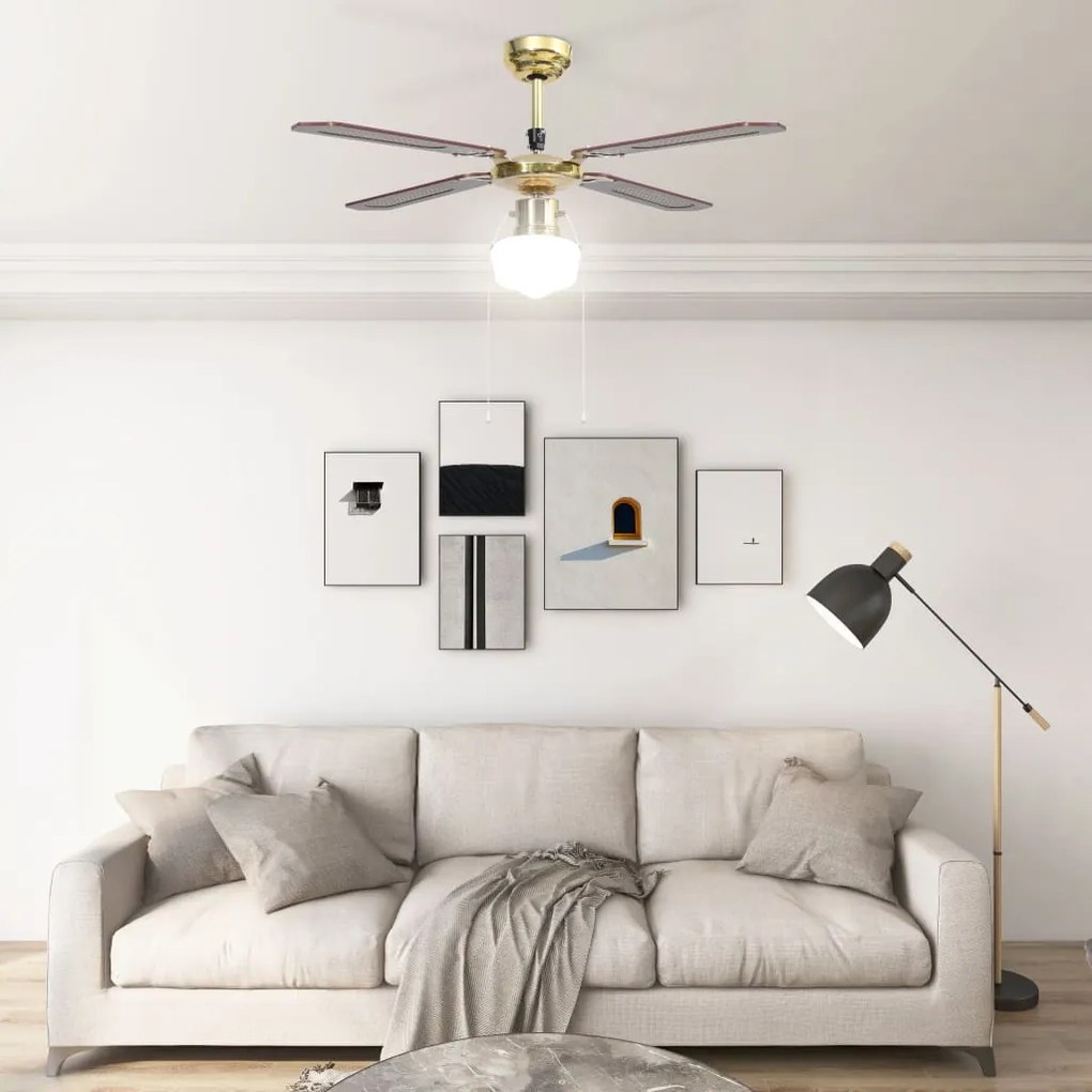 Ventilator de tavan cu iluminare, maro, 106 cm Maro