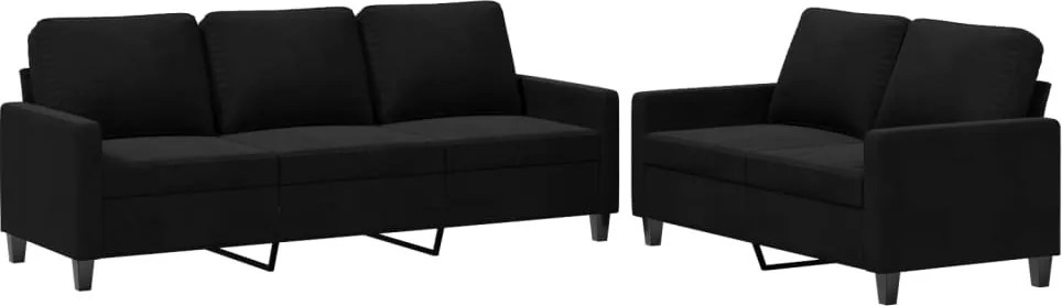 vidaXL Set de canapele cu perne, 2 piese, negru, catifea