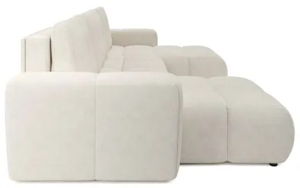 Colțar extensibil în formă de U, tapițat, cu spațiu de depozitare ALMADA, bej