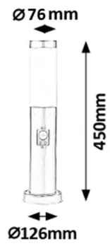 Lampă de exterior cu senzor INOX TORCH 1xE27/25W IP44 Rabalux 8267