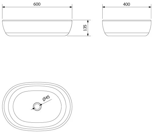 Sapho - Lavoar pentru blat PRIORI 60x40 cm ceramică/negru/albastru