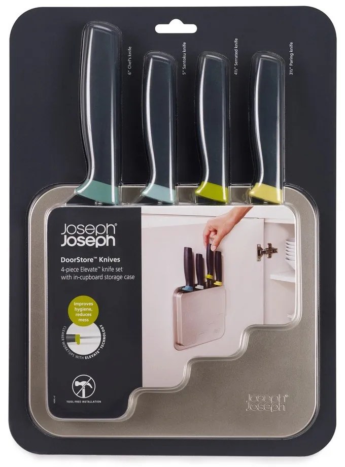 Set de cuțite cu suport din oțel inoxidabil 4 buc. DoorStore™ – Joseph Joseph