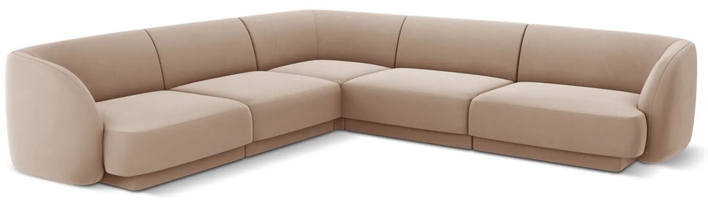 Coltar modular Miley cu tapiterie din catifea, cappuccino