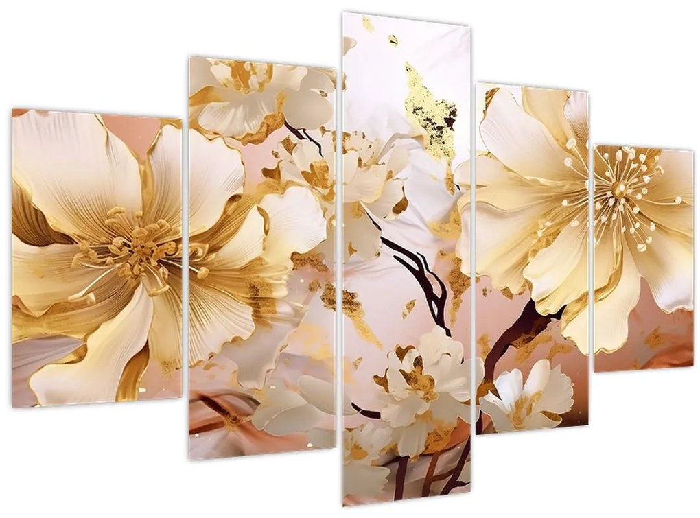 Tablou - Flori de aur (150x105 cm)