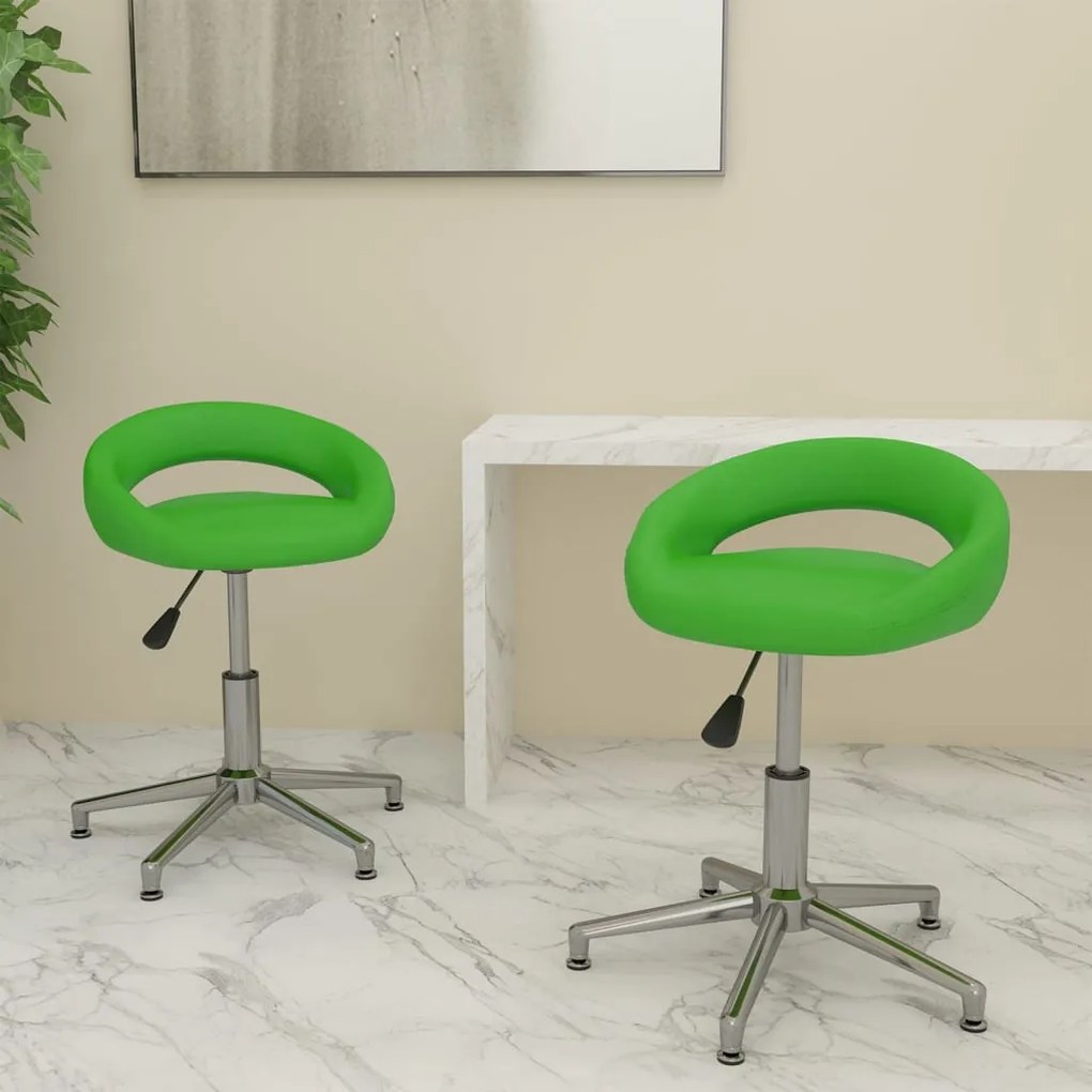 333328 vidaXL Scaune de bucătărie pivotante, 2 buc. verde, piele artificială