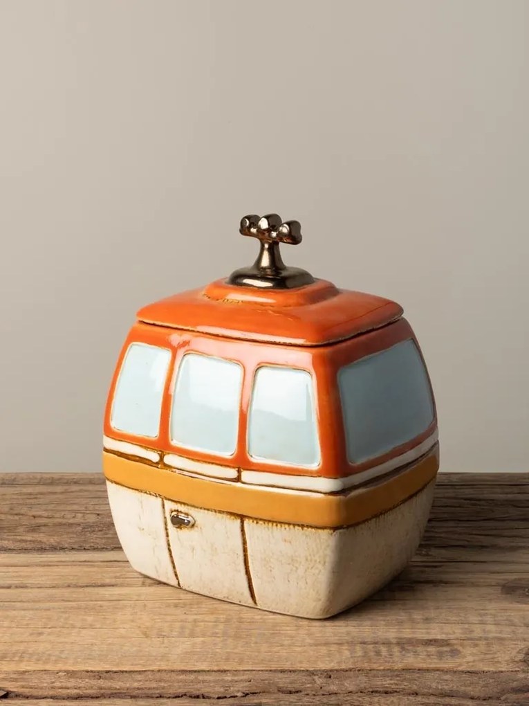 Cutie decorativa, din ceramica, portocalie, Box Cable