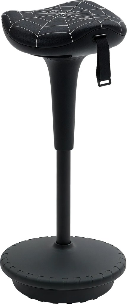 Vinsetto Taburet de birou cu funcție de rotație, taburet ergonomic, reglabil pe înălțime 65,5-83,5 cm, înclinat 120°, Negru | Aosom Romania