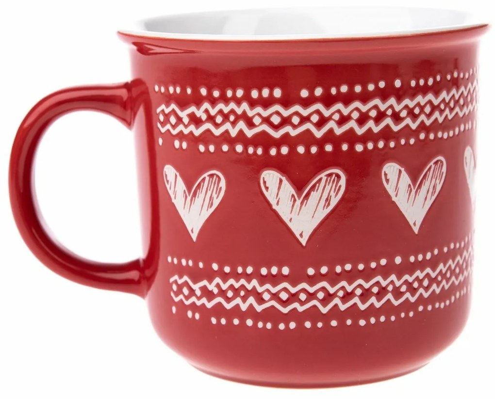 Cană ceramică de Crăciun Christmas heart II roșu,450 ml