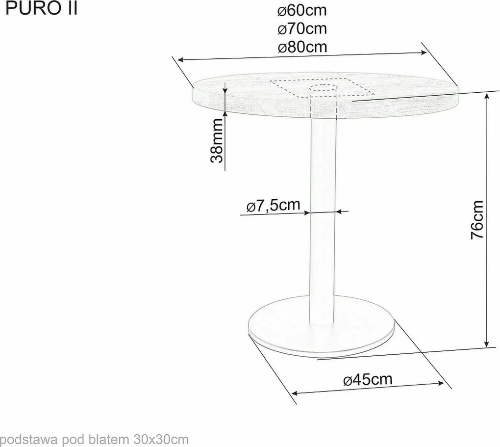 Masa de sufragerie neagra cu blat de stejar PURO II fi 70