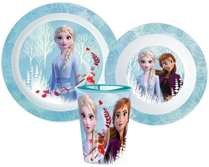 Disney Regatul de gheață set de tacâmuri, set din plastic micro, cu cană de 260 ml