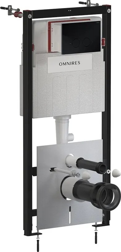 Rezervor incastrat Omnires StrongFrame pentru vas WC suspendat si clapeta de actionare Steel-R45 finisaj negru semimat