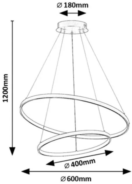 Lustra LED cu telecomanda cu 2 inele metal auriu Beliza
