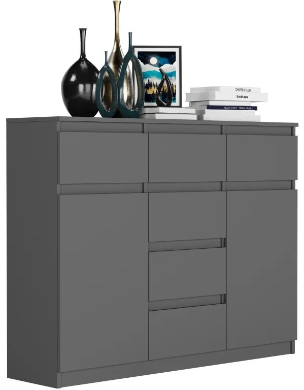 Comoda de design S-62D cu linii curate - diverse finisaje colorate antracit