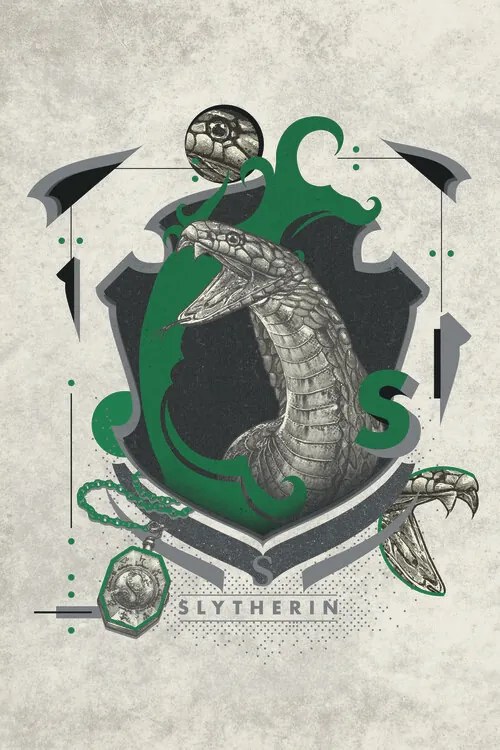 Poster de artă Harry Potter - Slytherin Crest