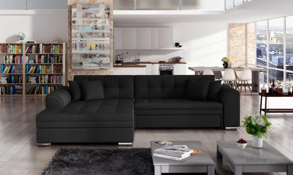Coltar tapitat, extensibil, 295x80x195 cm, Sorento L02, Eltap (Culoare: Galben auriu / Alb)