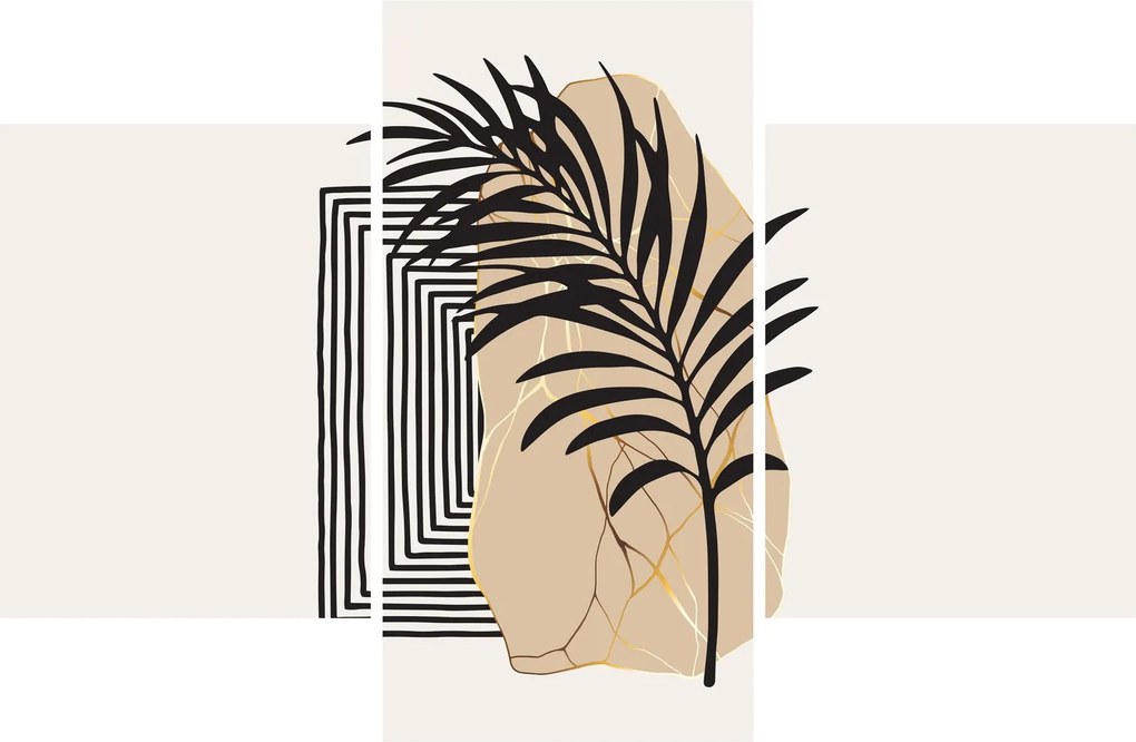 Tablou - Abstracție cu frunze tropicale N⁰3 (90x60 cm)