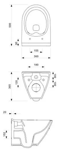 Vas wc suspendat rimless Cersanit Mille, alb