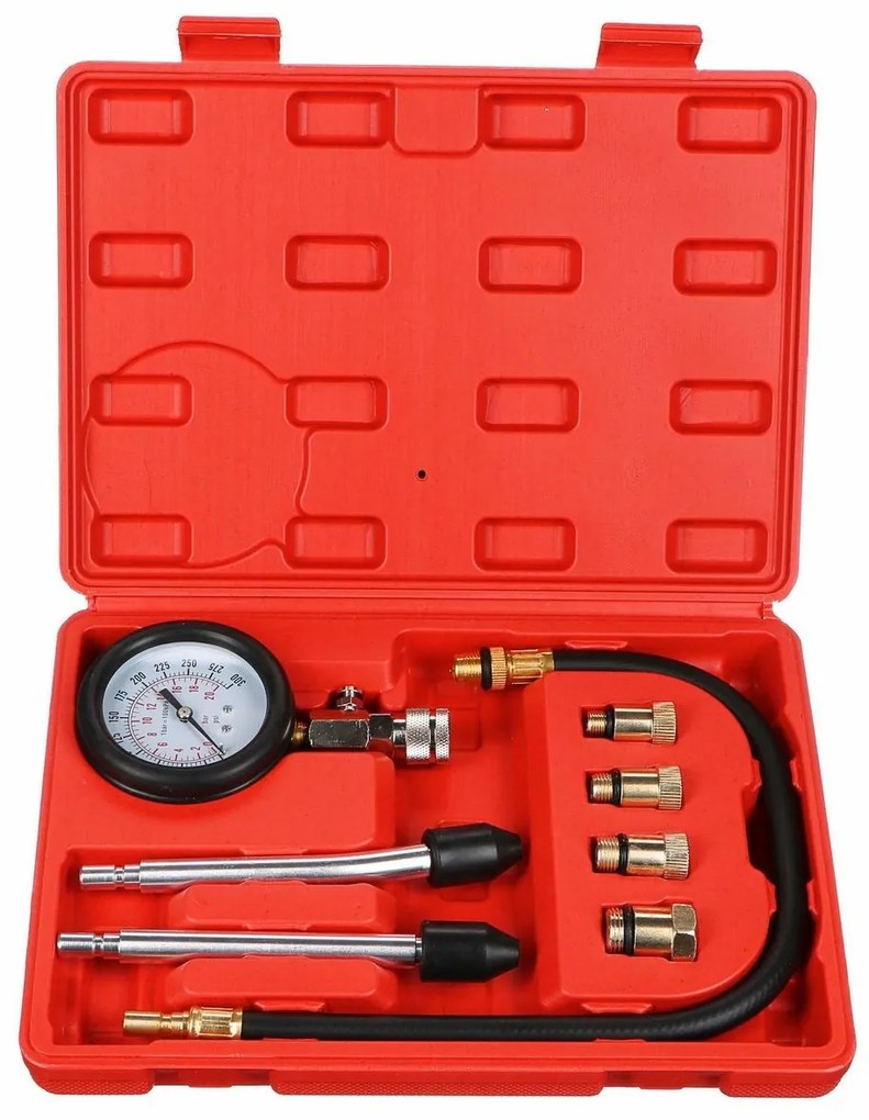 Sixtol Kit de testare a compresiei motorului pebenzină MECHANIC ENGINE TESTER 8, 0-20 bar, 8 buc