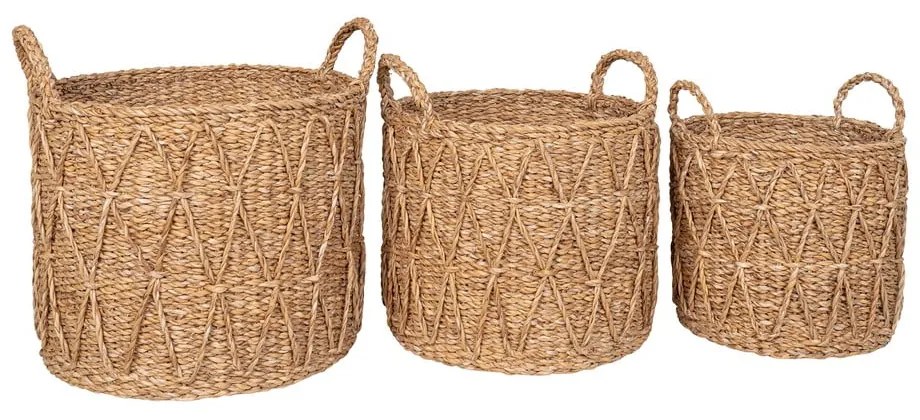 Coșuri de depozitare 3 buc. din iarbă-de-mare ø 32x30 cm Krabi – House Nordic