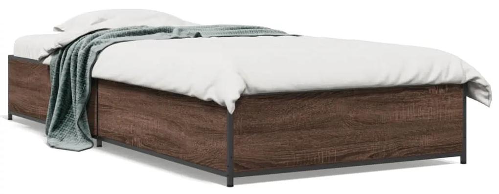 845115 vidaXL Cadru de pat, stejar maro, 90x200 cm, lemn prelucrat și metal