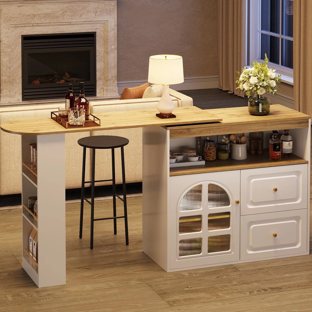 Dulap sideboard rotativ 360°, Alb | Aosom Romania