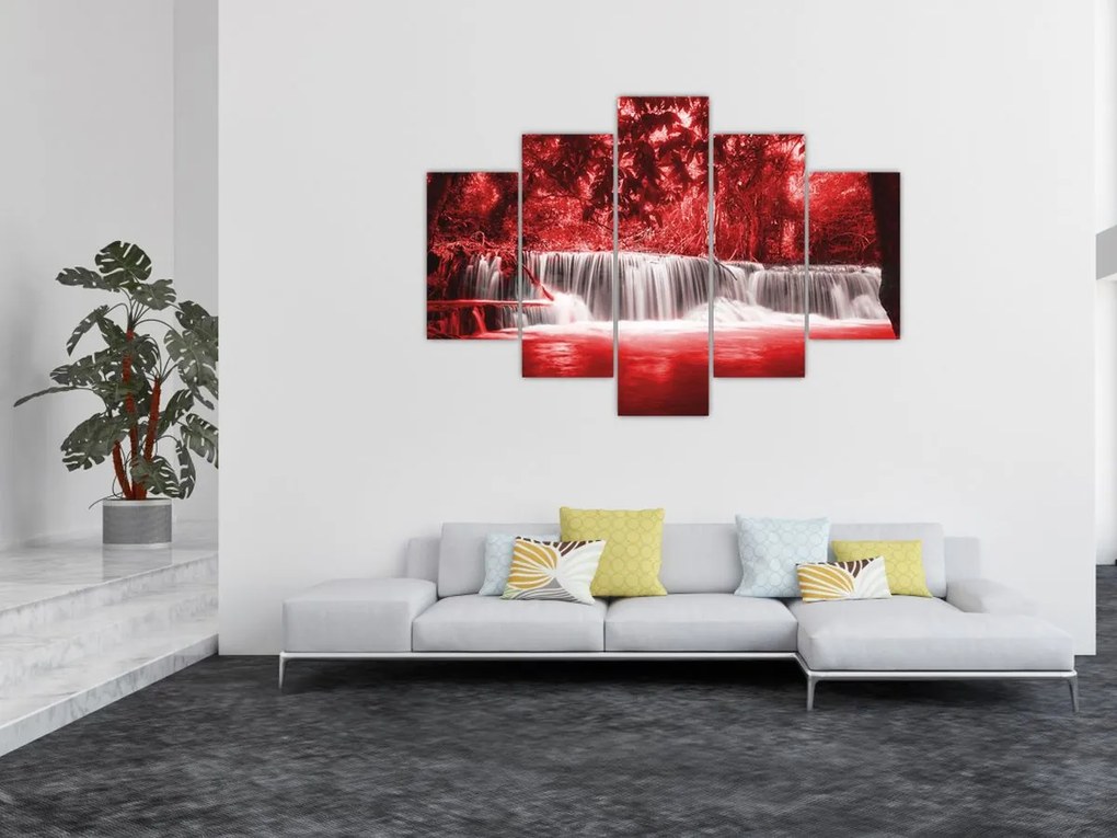 Tablou - Cascadă, roșu (150x105 cm)