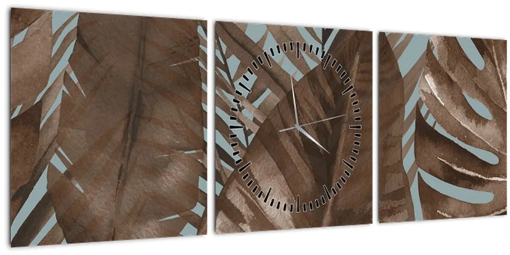 Tablou - Frunze de palmier acvarel (cu ceas) (90x30 cm)