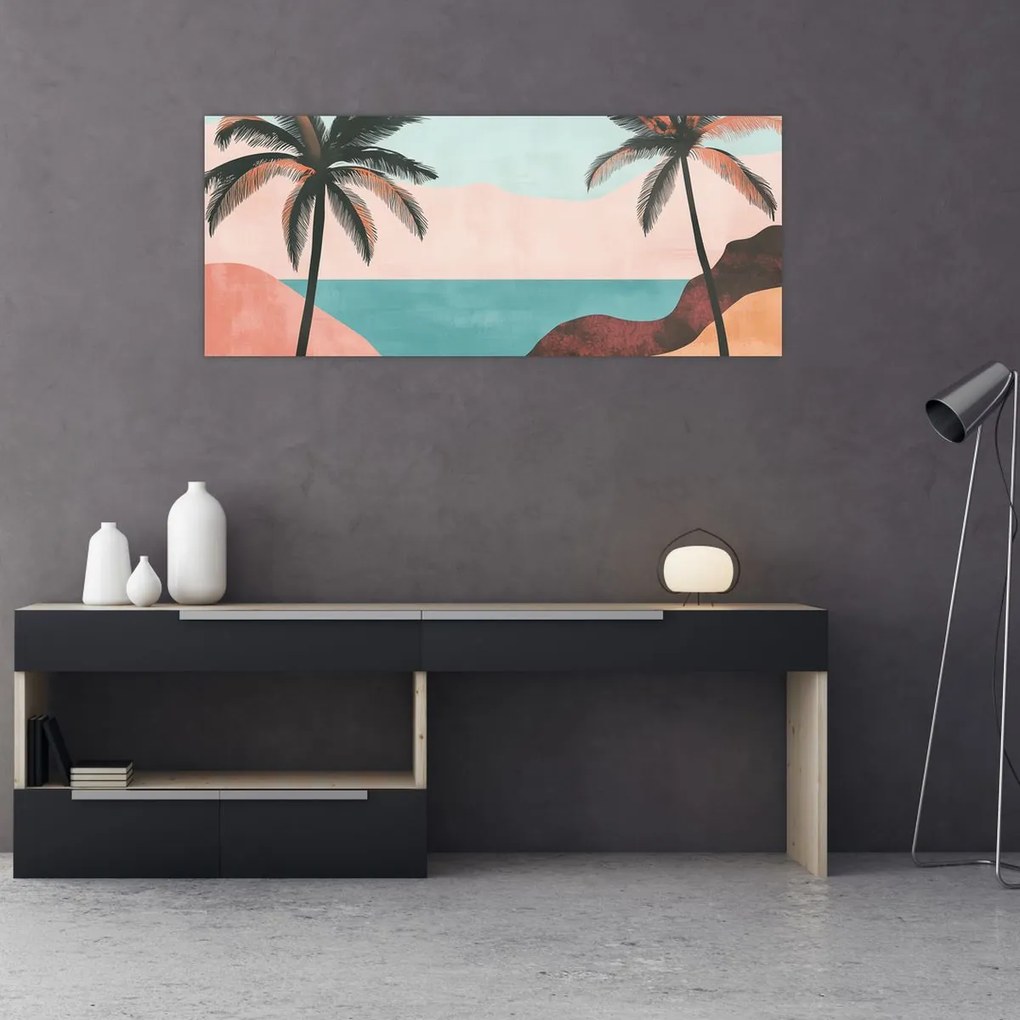 Tablou - Palmieri la mare (120x50 cm)