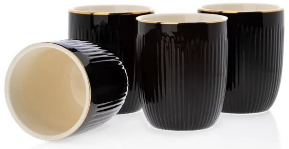 Set ceramic cești cu carafă și tavă KENDI negru