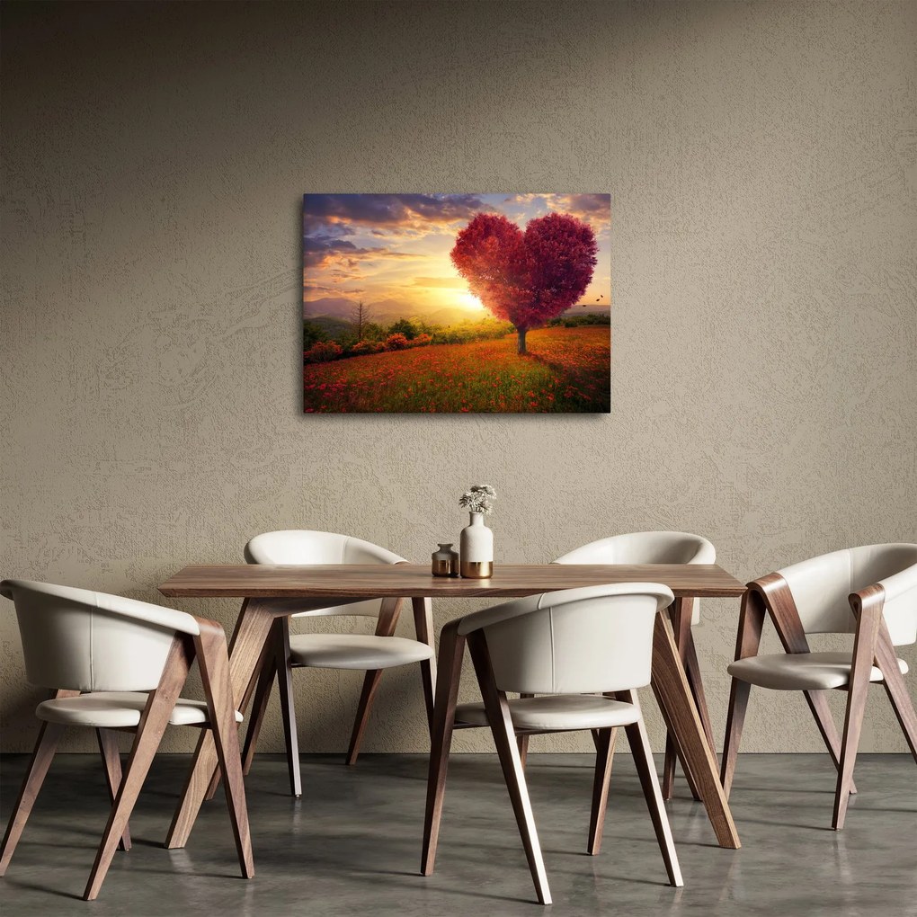 Tablou cu copaci în forma de inimă (70x50 cm)
