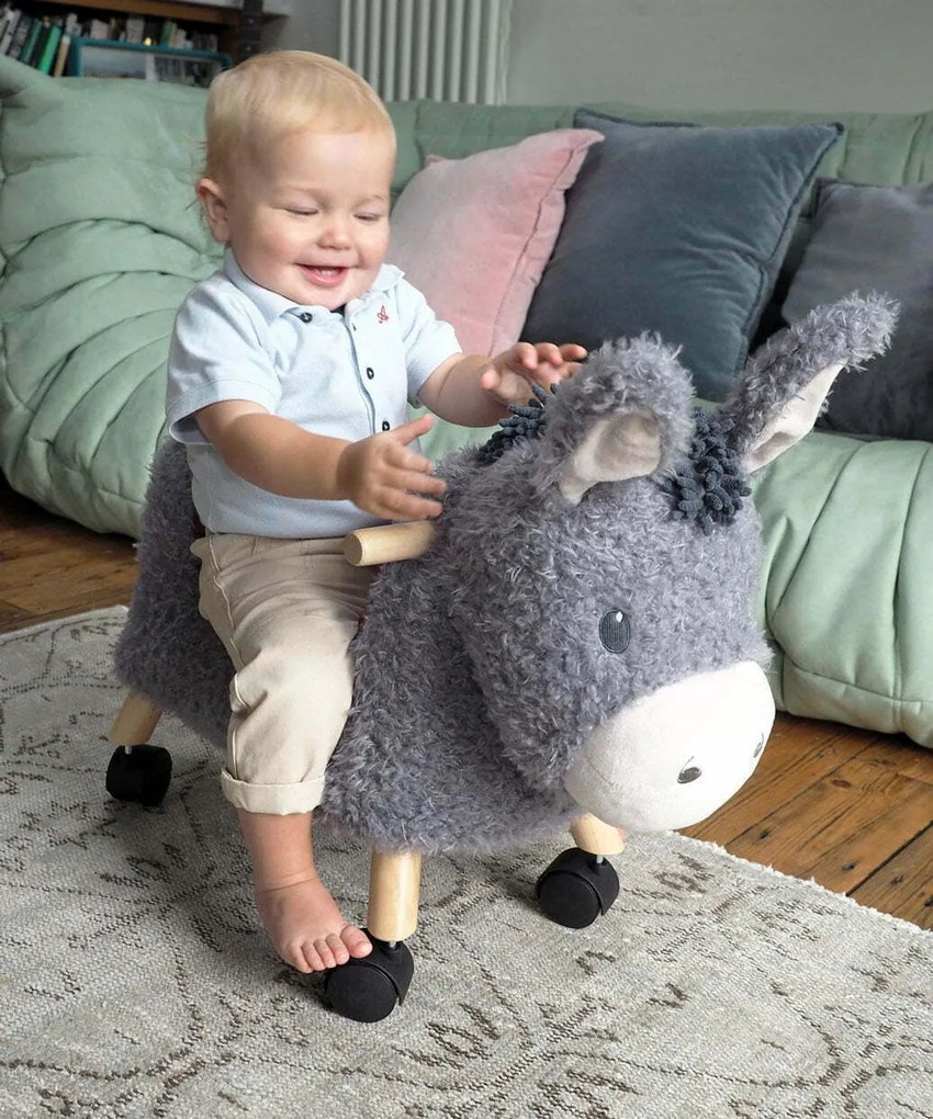 Little Bird Told Me - Magarusul Bojangles Ride On Animal Toy, pentru copii de peste 1 an, Cadru robust din lemn, Scaun captusit