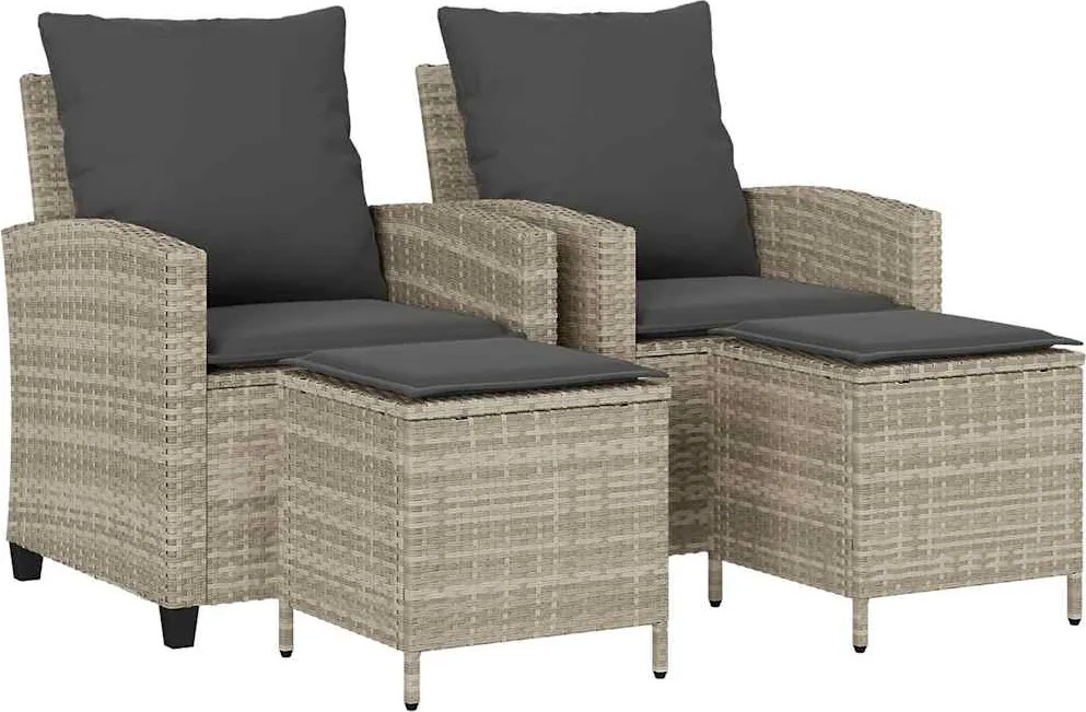 vidaXL Set canapea de grădină cu perne, 4 piese, gri deschis poliratan