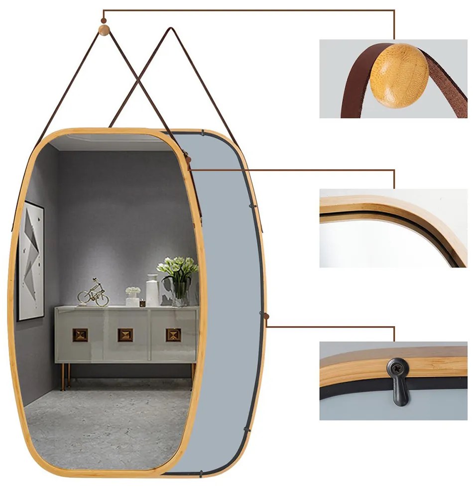 Oglindă cu ramă din bambus