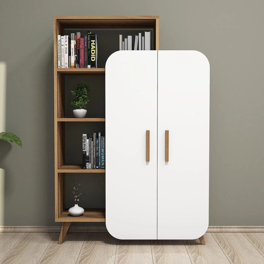 Biblioteca Form cu raft si Usa, Stil Scandinav, 90 x 132 x 32 cm