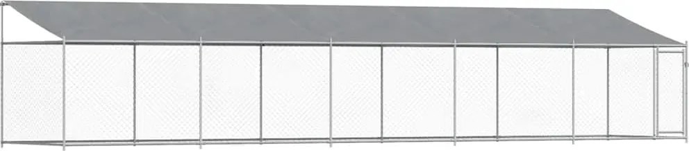 vidaXL Cușcă câini cu acoperiș și ușă, gri, 10x2x2 m, oțel galvanizat