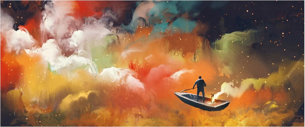 Tablou - Om navigând prin spațiu (120x50 cm)