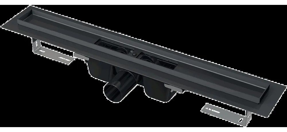 Dus de dus 145 cm, cu margine pentru grila perforata, negru mat 1450 mm