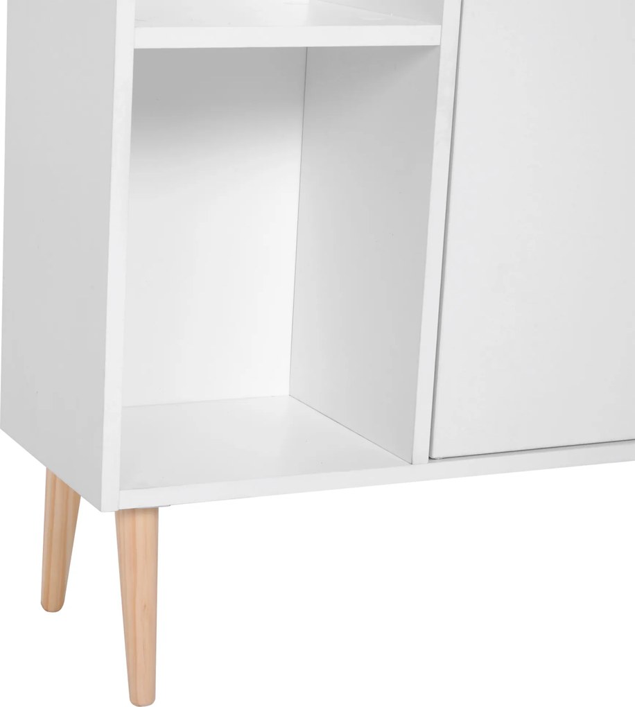 Biblioteca cu Picioare din Lemn din Pin Alb 80 x 23.5 x 118cm HOMCOM | Aosom Romania