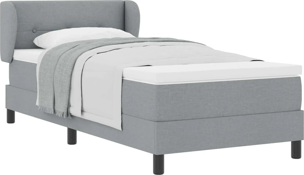 vidaXL Pat cu arcuri cu saltea Gri deschis 90 x 190 cm țesătură