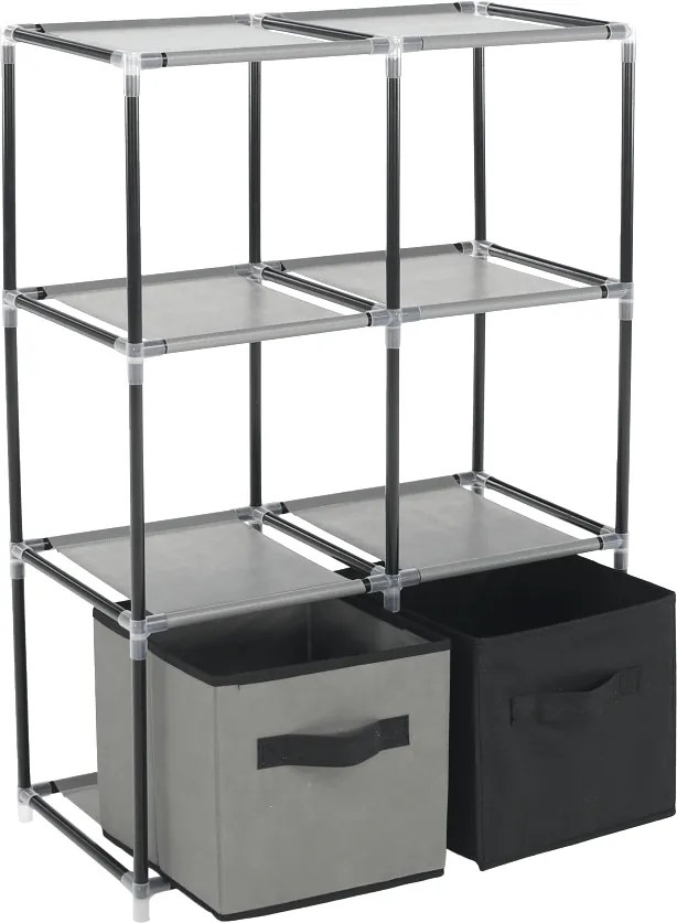 Comodă cu sertare din material textil, negru/maro/gri, CAMILO TYP 2