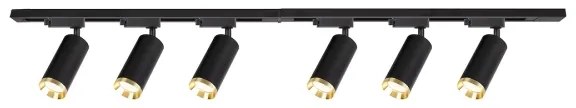 Spot pe șină MICA, 6x GU10, 10W, 230V, negru/auriu