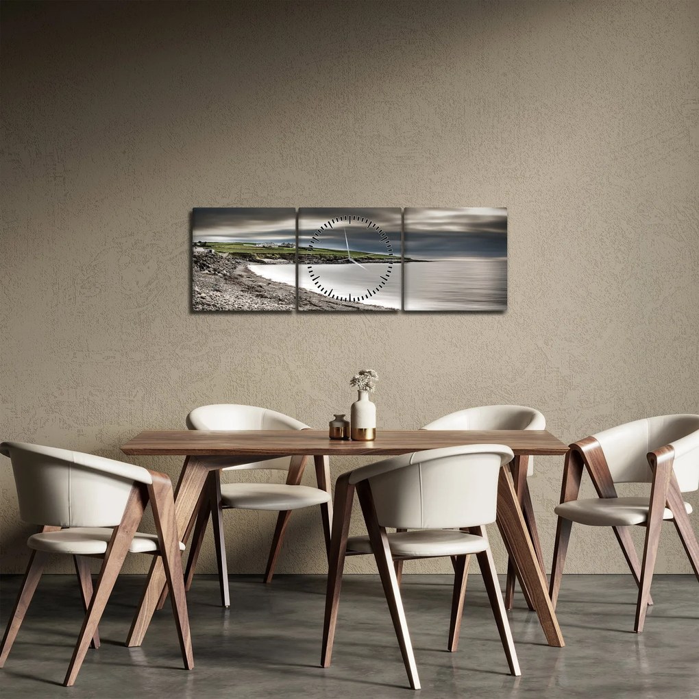 Tablou cu lac în amurg (cu ceas) (90x30 cm)