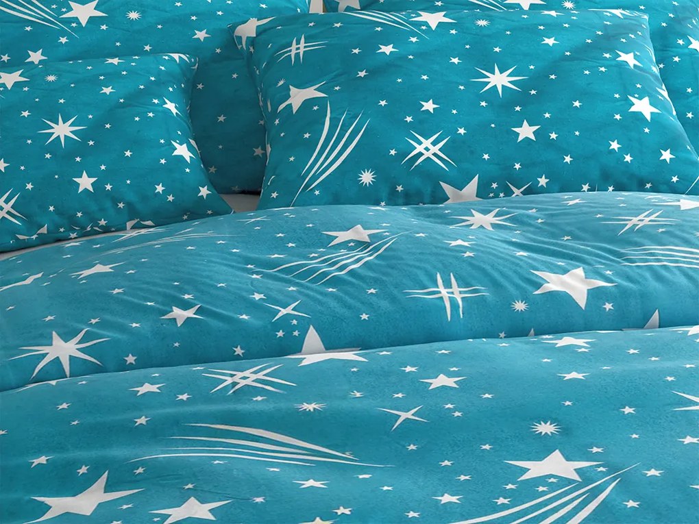 Lenjerie de pat din flanel NIGHT SKY turcoaz Dimensiune lenjerie de pat: 70 x 90 cm | 140 x 200 cm