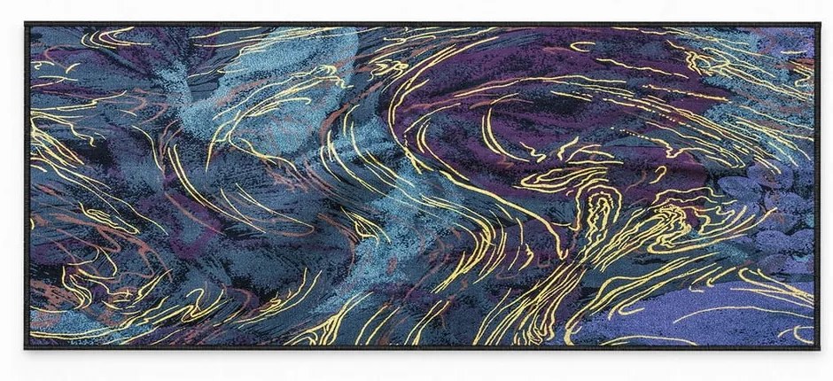 Covor tip traversă albastru închis lavabil 80x200 cm Swirls – Oyo Concept