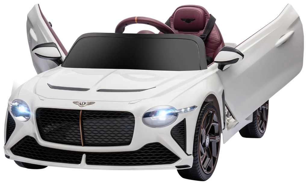HOMCOM Mașină electrică pentru copii de la 3 la 5 ani 2 motoare 12V 25W 3-5 km/h telecomandă 2,4G Bentley Bacalar alb | Aosom Romania