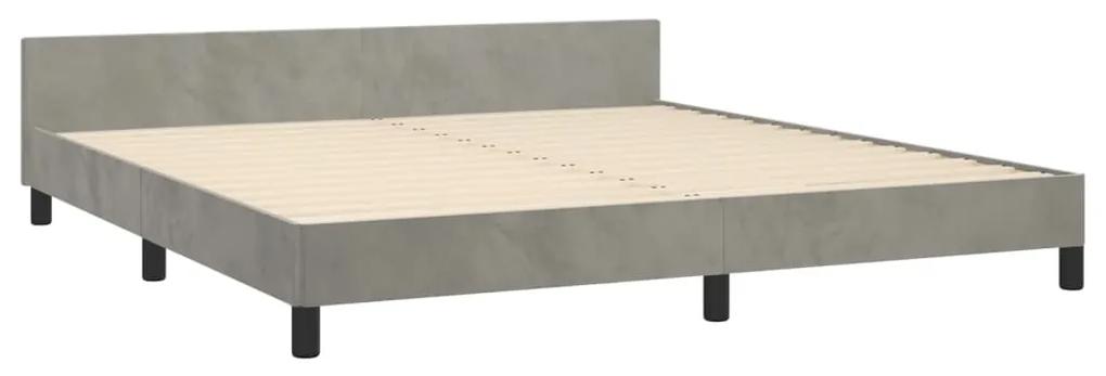 Cadru de pat cu tablie, gri deschis, 160x200 cm, catifea Gri deschis, 160 x 200 cm, Benzi verticale