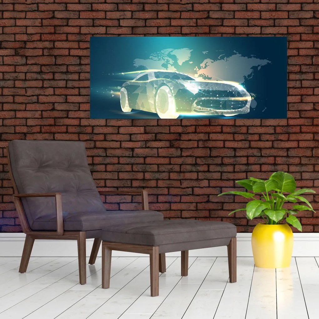 Tablou - Mașină din forme geometrice (120x50 cm)