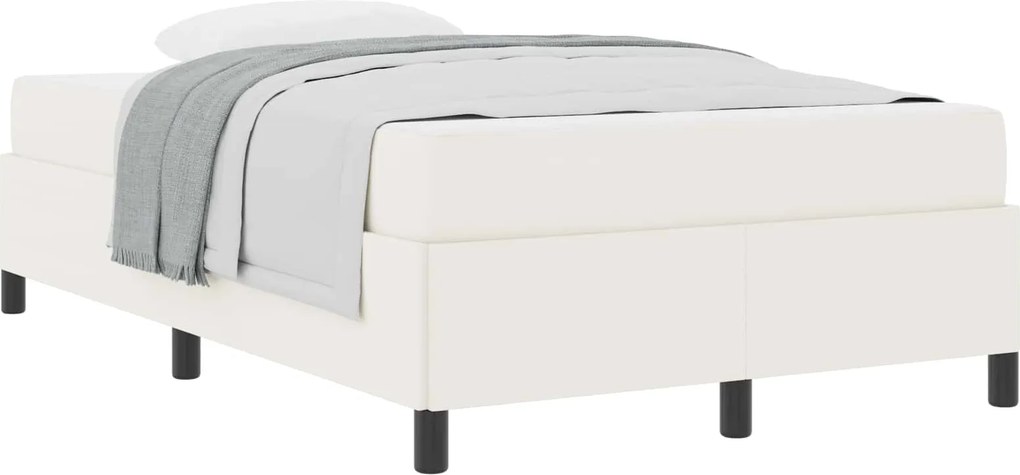 vidaXL Cadru de pat cu saltea Crem 120 x 200 cm țesătură