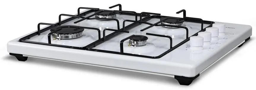 Aragaz cu 4 ochiuri KUMTEL® KO-420, INOX, Gaz, Plita pe Gaz, 4 Arzatoare, Sistem de Siguranta, Aprindere in Buton, Latime 54 Centimetri, ALB Emailat