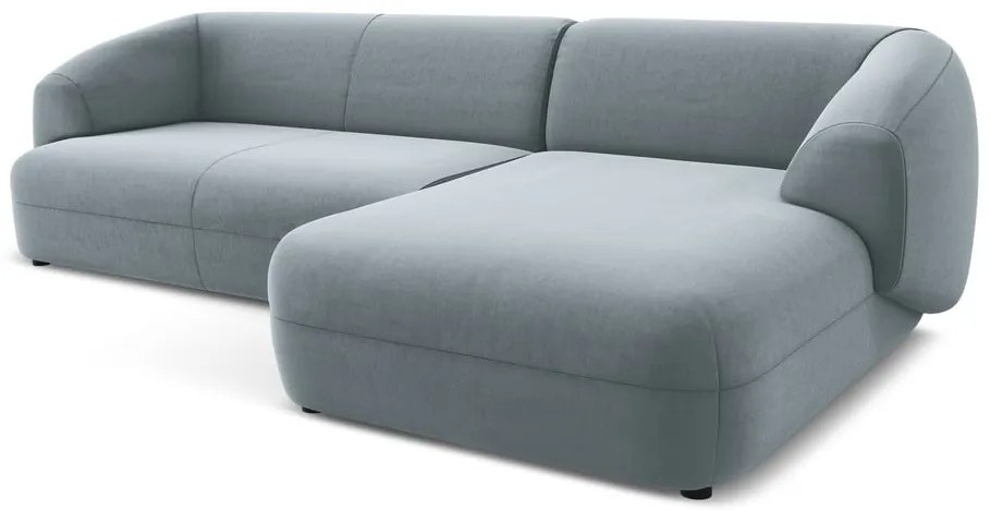 Colțar albastru deschis cu tapițerie din catifea (cu colț pe partea dreaptă) Moana – Makamii